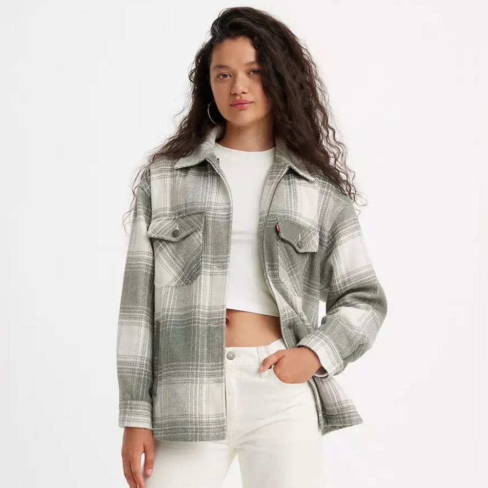Levi's Women's Gray Plaid Shirt Jacket